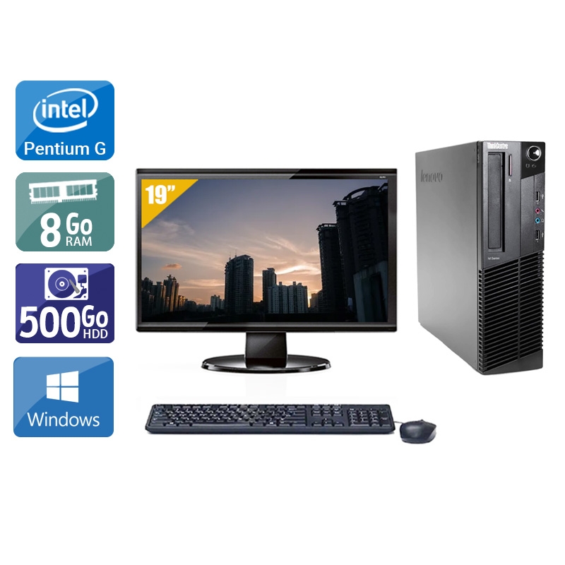 Lenovo ThinkCentre M83 SFF Pentium G Dual Core + Écran - 19'' 8Go RAM 500Go HDD Windows 10  Bon étatOccasion certifiée reconditionnée Bon état -  reconditionné disponible sur Kiatoo