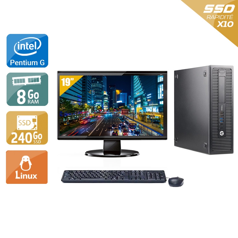 HP ProDesk 600 G1 SFF Pentium G Dual Core + Écran - 19'' 8Go RAM 240Go SSD Linux  Bon étatOccasion certifiée reconditionnée Bon état -  reconditionné disponible sur Kiatoo