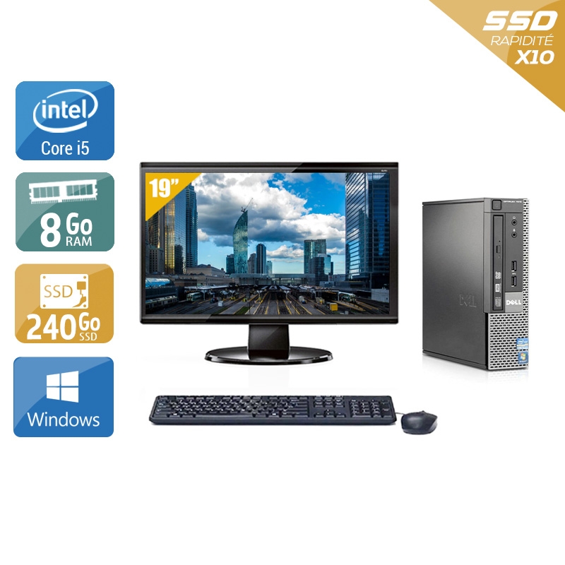 Dell Optiplex 790 USDT i5 + Écran - 19'' 8Go RAM 240Go SSD Windows 10  Très bon étatOccasion certifiée reconditionnée Bon état -  reconditionné disponible sur Kiatoo