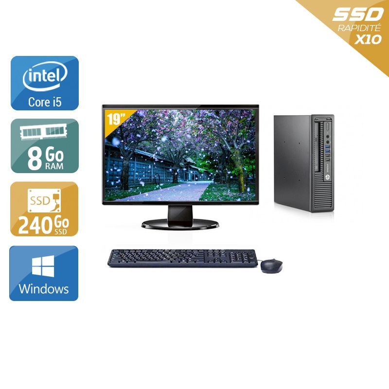 HP EliteDesk 800 G1 USDT i5 + Écran - 19'' 8Go RAM 240Go SSD Windows 10  Bon étatOccasion certifiée reconditionnée Bon état -  reconditionné disponible sur Kiatoo