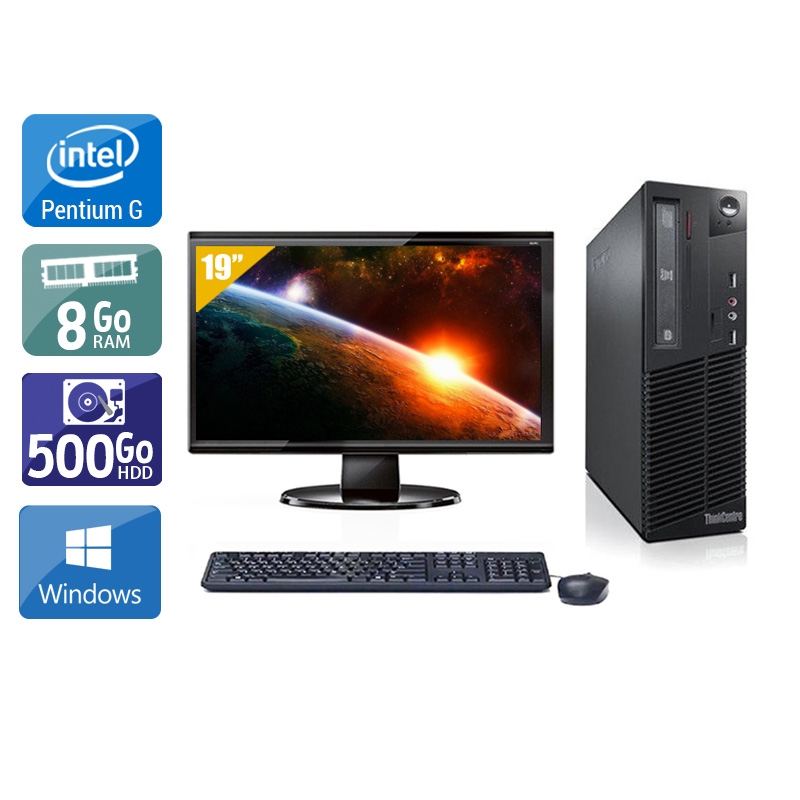 Lenovo ThinkCentre M81 SFF Pentium G Dual Core + Écran - 19'' 8Go RAM 500Go HDD Windows 10  Bon étatOccasion certifiée reconditionnée Bon état -  reconditionné disponible sur Kiatoo