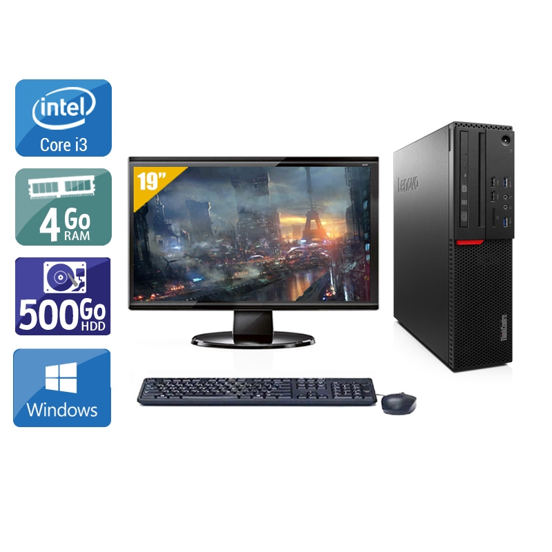 Lenovo ThinkCentre M800 SFF i3 Gen 6 + Écran - 19'' 4Go RAM 500Go HDD Windows 10  Bon étatOccasion certifiée reconditionnée Bon état -  reconditionné disponible sur Kiatoo