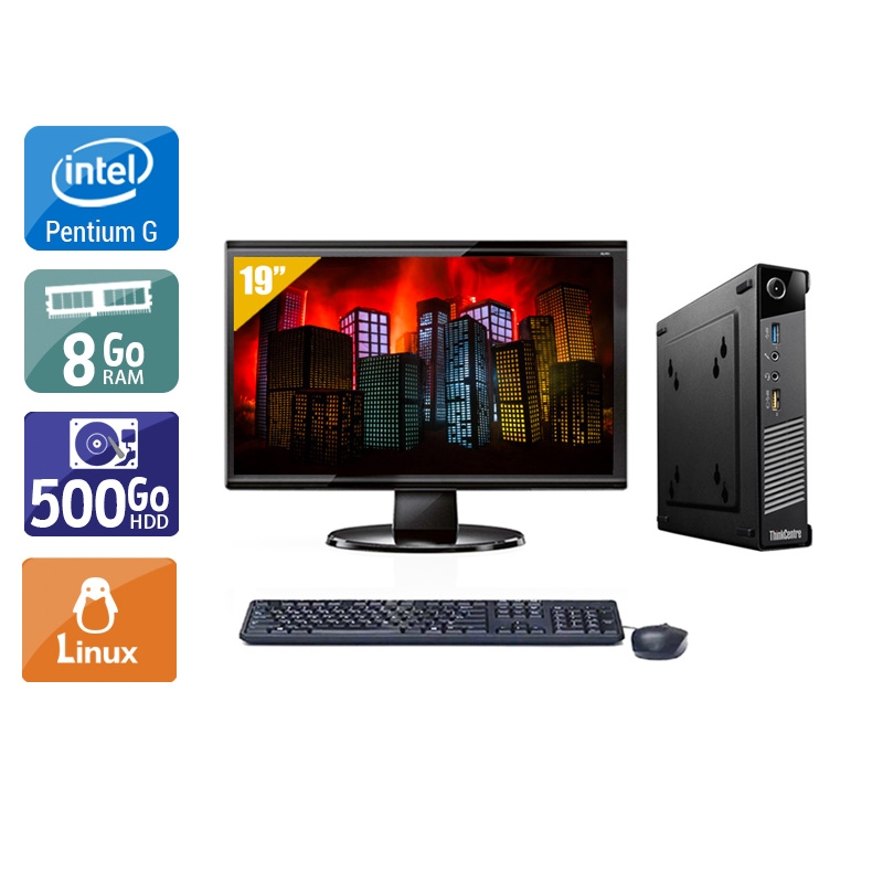 Lenovo ThinkCentre M73 Tiny Pentium G Dual Core + Écran - 19'' 8Go RAM 500Go HDD Linux  Bon étatOccasion certifiée reconditionnée Bon état -  reconditionné disponible sur Kiatoo