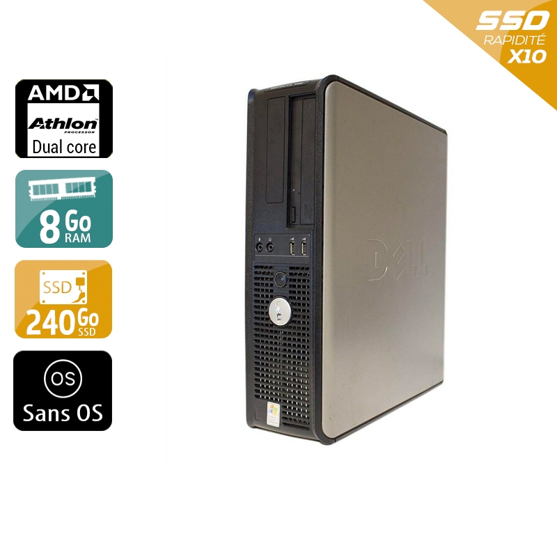 Dell Optiplex 740 Desktop AMD Athlon Dual Core - 8Go RAM 240Go SSD Sans OS  Très bon étatOccasion certifiée reconditionnée Bon état -  reconditionné disponible sur Kiatoo