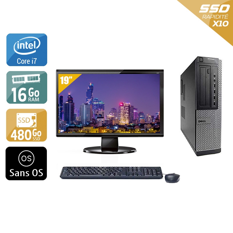 Dell Optiplex 990 Desktop i7 + Écran - 19'' 16Go RAM 480Go SSD Sans OS  Bon étatOccasion certifiée reconditionnée Bon état -  reconditionné disponible sur Kiatoo