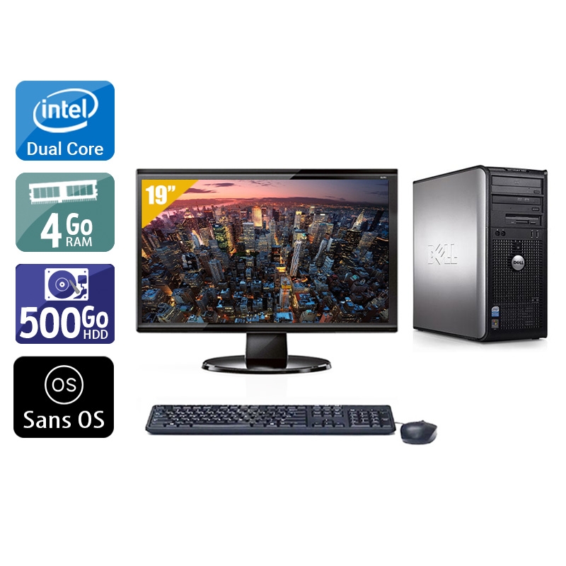 Dell Optiplex 360 Tower Dual Core + Écran - 19'' 4Go RAM 500Go HDD Sans OS  Très bon étatOccasion certifiée reconditionnée Bon état -  reconditionné disponible sur Kiatoo
