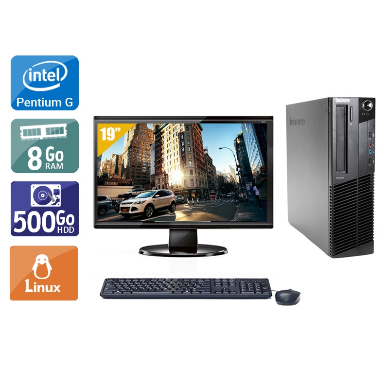 Lenovo ThinkCentre M91 SFF Pentium G Dual Core + Écran - 19'' 8Go RAM 500Go HDD Linux  Bon étatOccasion certifiée reconditionnée Bon état -  reconditionné disponible sur Kiatoo