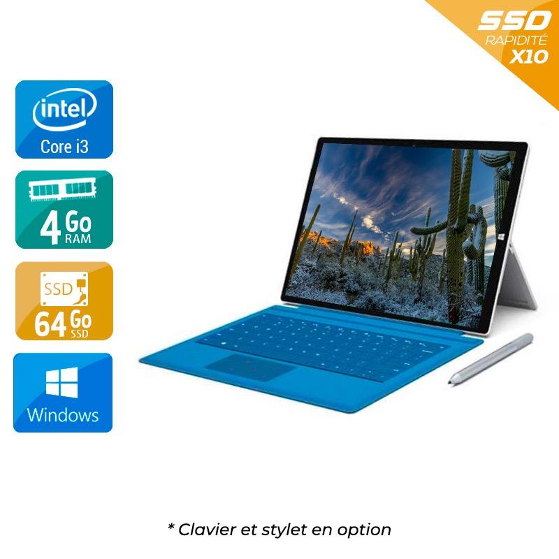 Acheter Microsoft Surface Pro 3 12'' i3 4Go RAM 64Go SSD Windows 10 État correctOccasion certifiée reconditionnée Bon état - 207,50 € Microsoft Surface Pro 3 12'' i3 4Go RAM 64Go SSD Windows 10 État correctOccasion certifiée reconditionnée Bon état - reconditionné disponible sur Kiatoo