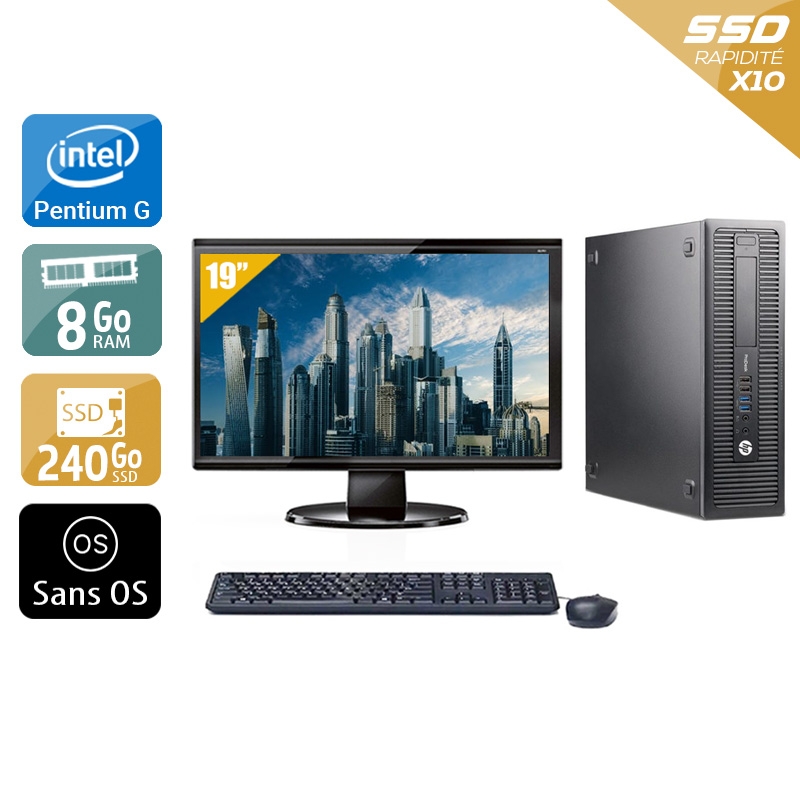 HP ProDesk 600 G2 SFF Pentium G Dual Core Gen 6 + Écran - 19'' 8Go RAM 240Go SSD Sans OS  Bon étatOccasion certifiée reconditionnée Bon état -  reconditionné disponible sur Kiatoo