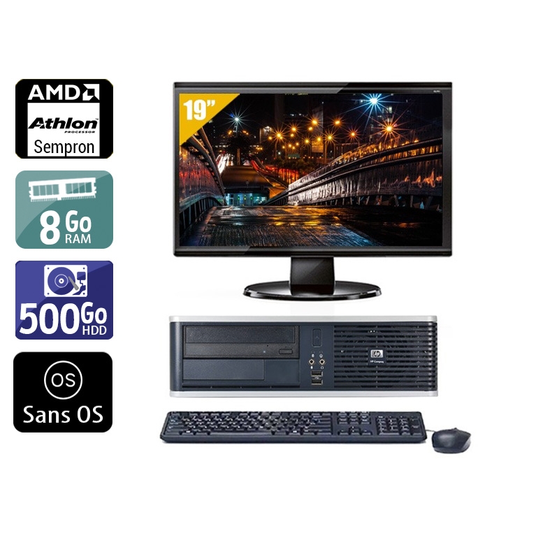 Acheter HP Compaq dc5750 SFF AMD Sempron + Écran - 19'' 8Go RAM 500Go HDD Sans OS Très bon étatOccasion certifiée reconditionnée Bon état - 265,84 € HP Compaq dc5750 SFF AMD Sempron + Écran - 19'' 8Go RAM 500Go HDD Sans OS Très bon étatOccasion certifiée reconditionnée Bon état - reconditionné disponible sur Kiatoo