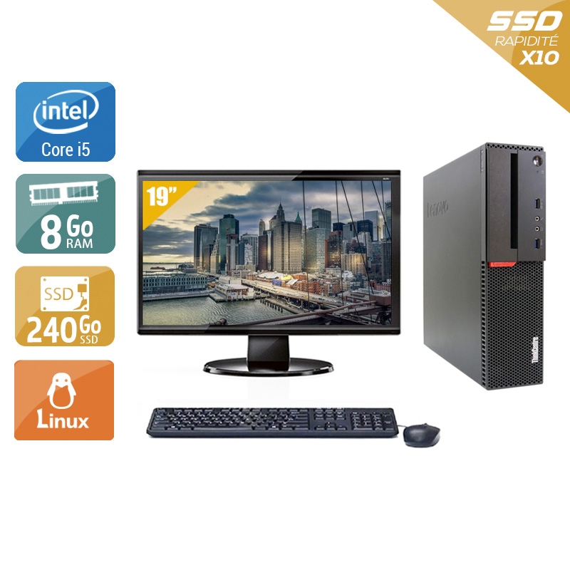 Lenovo ThinkCentre M900 SFF i5 Gen 6 + Écran - 19'' 8Go RAM 240Go SSD Linux  Bon étatOccasion certifiée reconditionnée Bon état -  reconditionné disponible sur Kiatoo