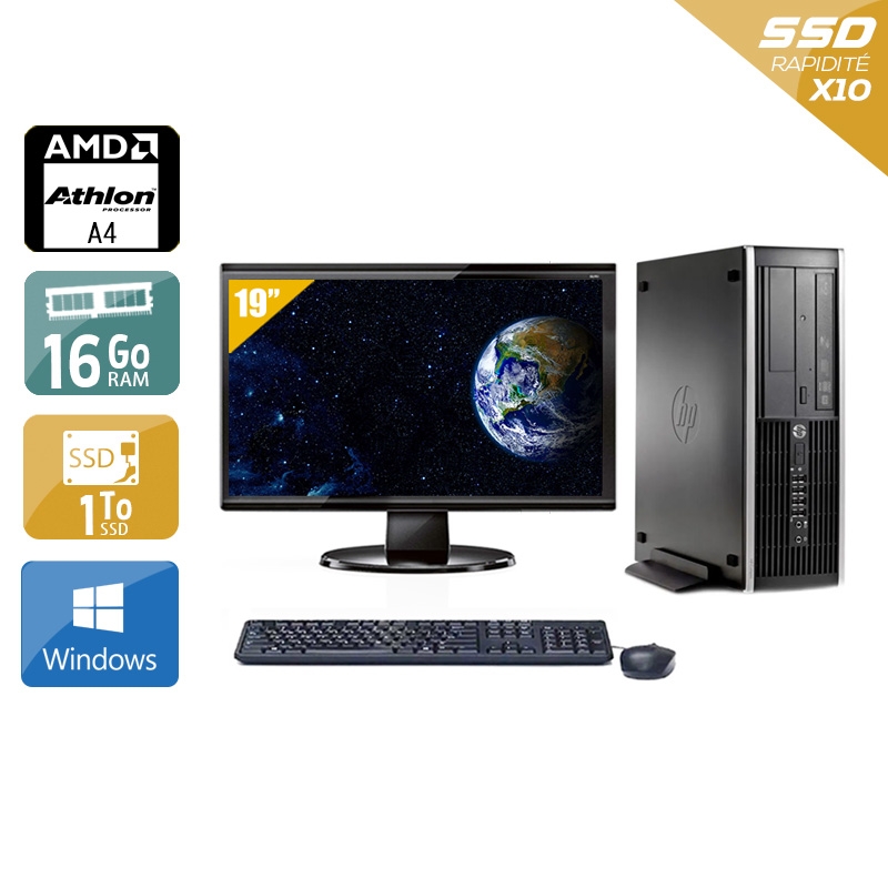 HP Compaq Pro 6305 SFF AMD A4 + Écran - 19'' 16Go RAM 1To SSD Windows 10  Très bon étatOccasion certifiée reconditionnée Bon état -  reconditionné disponible sur Kiatoo