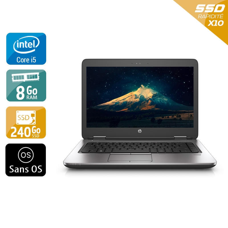 HP Probook 640 G2 14'' i5 Gen 6  - 8Go RAM 240Go SSD Sans OS  Très bon étatOccasion certifiée reconditionnée Bon état -  reconditionné disponible sur Kiatoo