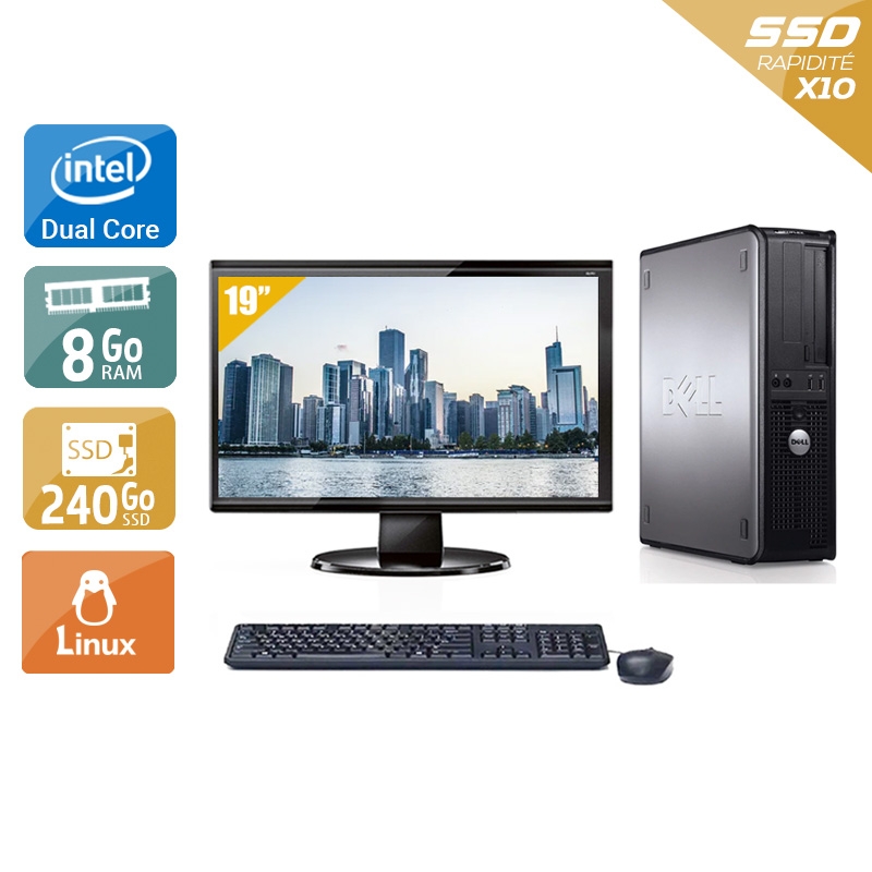 Dell Optiplex 780 Desktop Dual Core + Écran - 19'' 8Go RAM 240Go SSD Linux  État correctOccasion certifiée reconditionnée Bon état -  reconditionné disponible sur Kiatoo