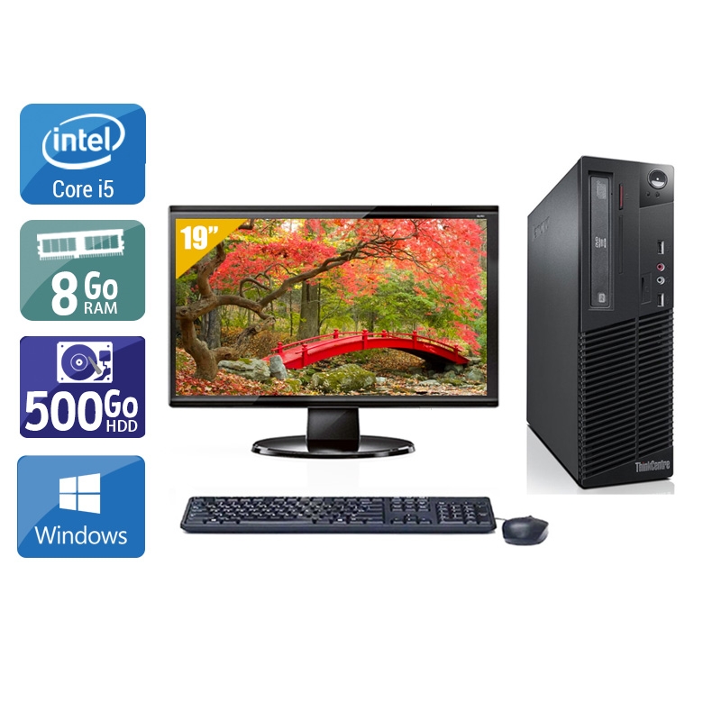 Lenovo ThinkCentre M73 SFF i5 + Écran - 19'' 8Go RAM 500Go HDD Windows 10  Bon étatOccasion certifiée reconditionnée Bon état -  reconditionné disponible sur Kiatoo