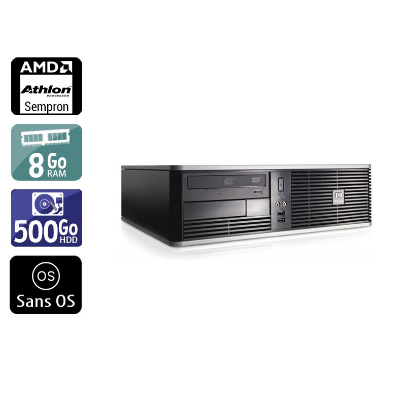 HP Compaq dc5750 SFF AMD Sempron - 8Go RAM 500Go HDD Sans OS  Bon étatOccasion certifiée reconditionnée Bon état -  reconditionné disponible sur Kiatoo