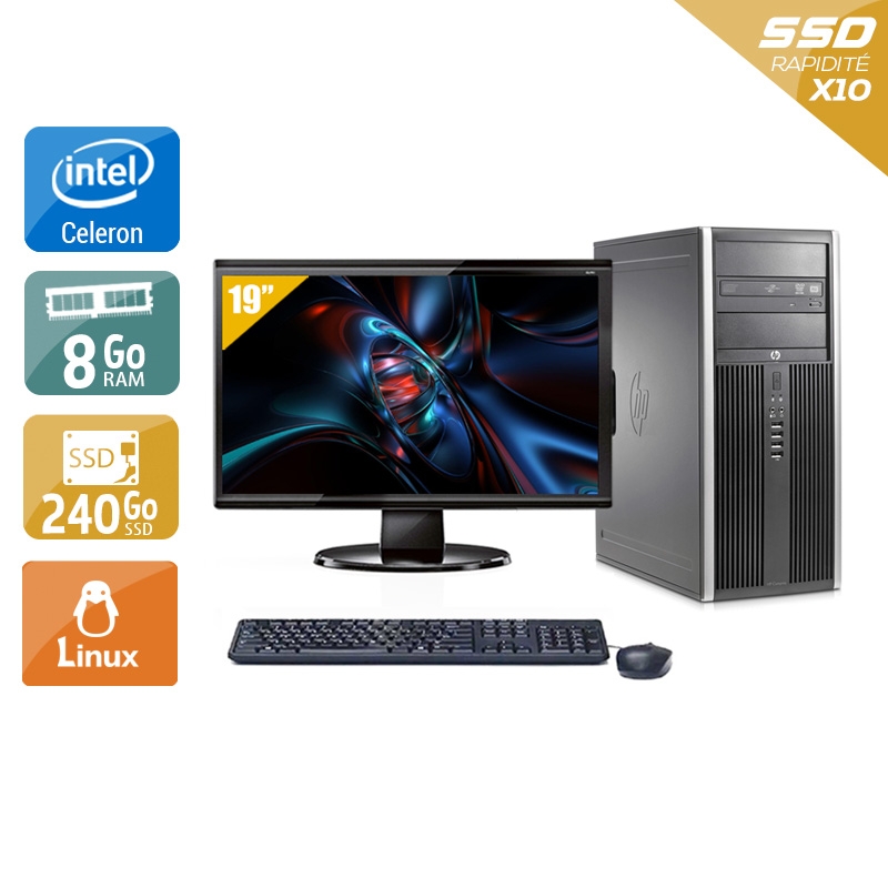 HP Compaq Elite 8200 Tower Celeron Dual Core + Écran - 19'' 8Go RAM 240Go SSD Linux  Bon étatOccasion certifiée reconditionnée Bon état -  reconditionné disponible sur Kiatoo