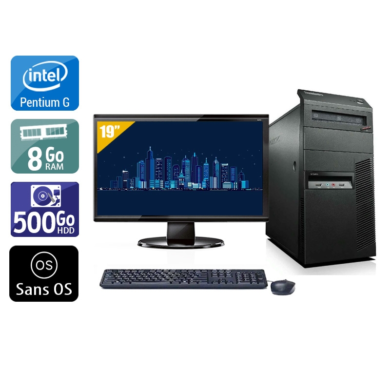 Lenovo ThinkCentre M81 Tower Pentium G Dual Core + Écran - 19'' 8Go RAM 500Go HDD Sans OS  Bon étatOccasion certifiée reconditionnée Bon état -  reconditionné disponible sur Kiatoo