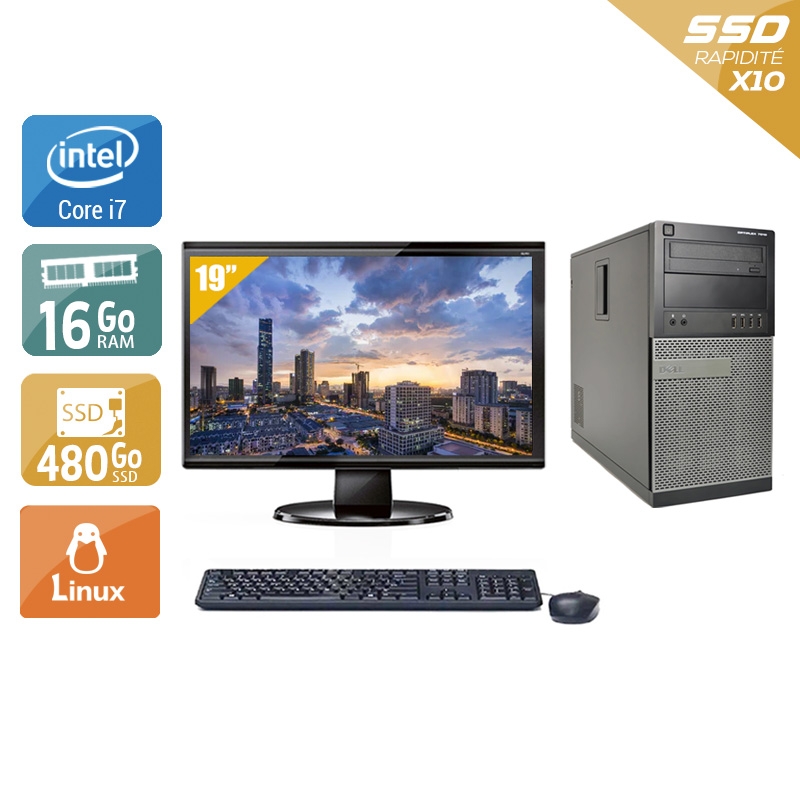 Dell Optiplex 990 Tower i7 + Écran - 19'' 16Go RAM 480Go SSD Linux  Bon étatOccasion certifiée reconditionnée Bon état -  reconditionné disponible sur Kiatoo