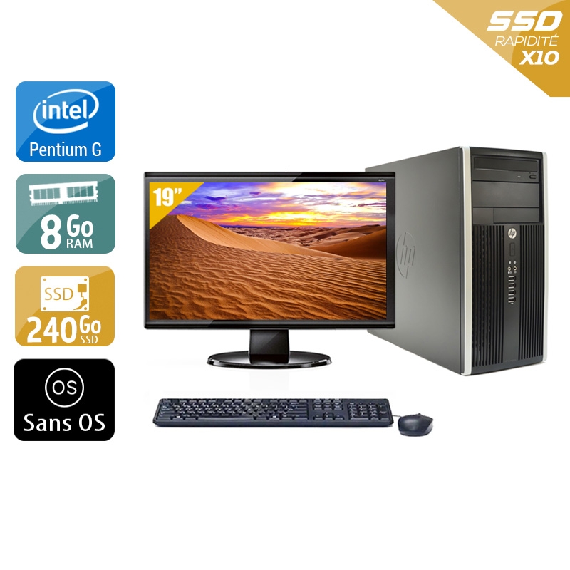 HP Compaq Pro 6200 Tower Pentium G Dual Core + Écran - 19'' 8Go RAM 240Go SSD Sans OS  Bon étatOccasion certifiée reconditionnée Bon état -  reconditionné disponible sur Kiatoo