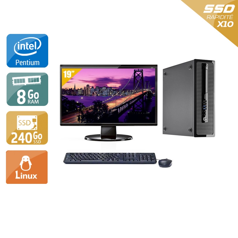 HP ProDesk 400 G1 SFF Pentium G Dual Core + Écran - 19'' 8Go RAM 240Go SSD Linux  Bon étatOccasion certifiée reconditionnée Bon état -  reconditionné disponible sur Kiatoo