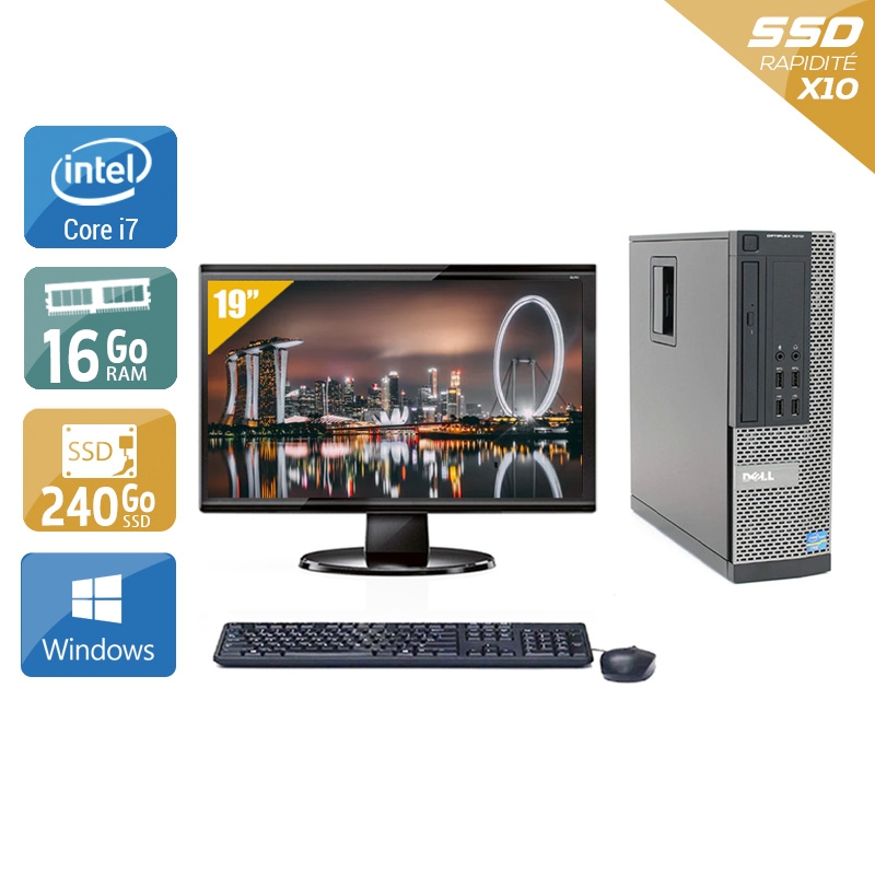 Dell Optiplex 9010 SFF i7 + Écran - 19'' 16Go RAM 240Go SSD Windows 10  Très bon étatOccasion certifiée reconditionnée Bon état -  reconditionné disponible sur Kiatoo
