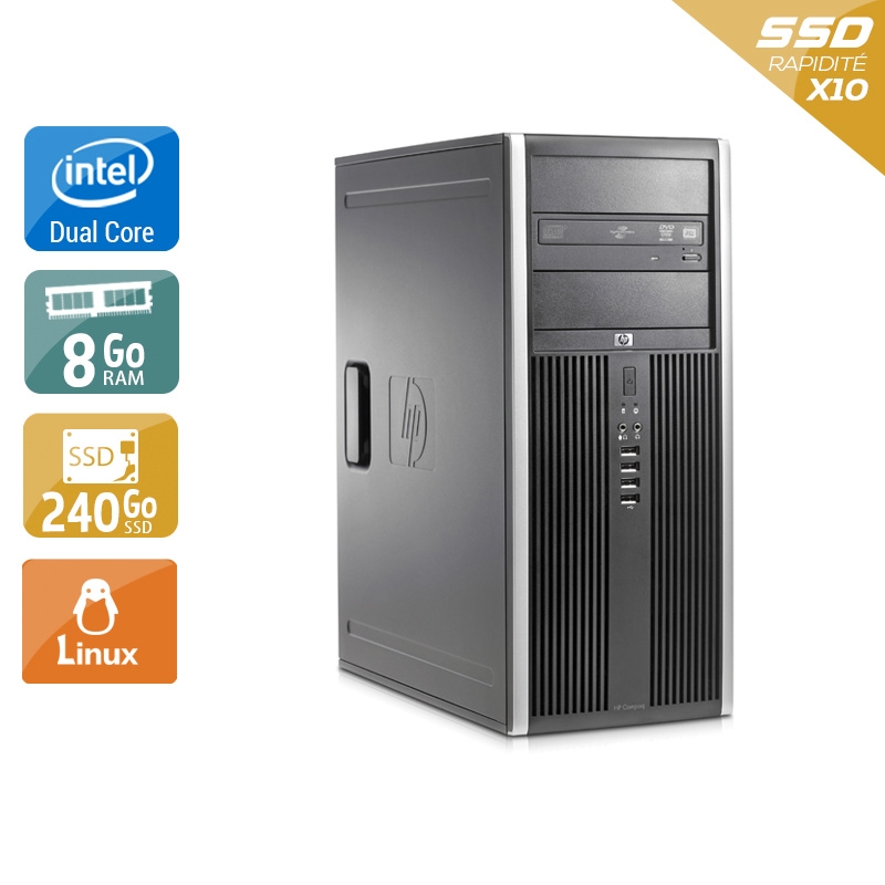 HP Compaq Elite 8000 Tower Dual Core - 8Go RAM 240Go SSD Linux  Très bon étatOccasion certifiée reconditionnée Bon état -  reconditionné disponible sur Kiatoo