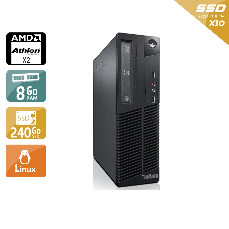 Lenovo ThinkCentre M77 SFF AMD Athlon Dual Core - 8Go RAM 240Go SSD Linux  Très bon étatOccasion certifiée reconditionnée Bon état -  reconditionné disponible sur Kiatoo