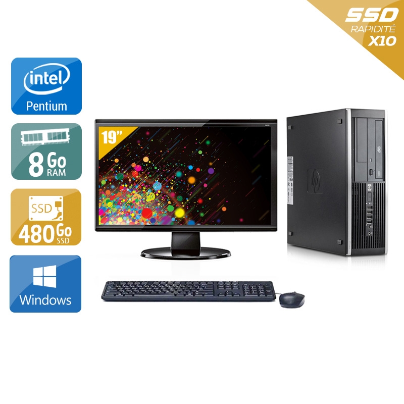 HP Compaq Elite 8300 SFF Pentium G Dual Core + Écran - 19'' 8Go RAM 480Go SSD Windows 10  État correctOccasion certifiée reconditionnée Bon état -  reconditionné disponible sur Kiatoo