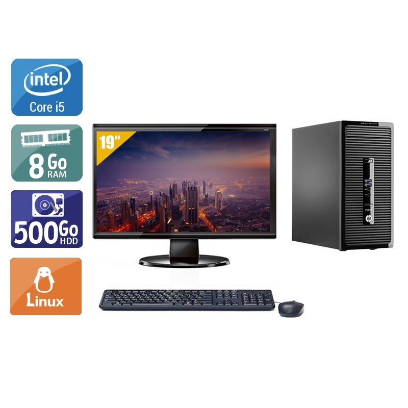 HP ProDesk 400 G2 Tower i5 + Écran - 19'' 8Go RAM 500Go HDD Linux  Très bon étatOccasion certifiée reconditionnée Bon état -  reconditionné disponible sur Kiatoo