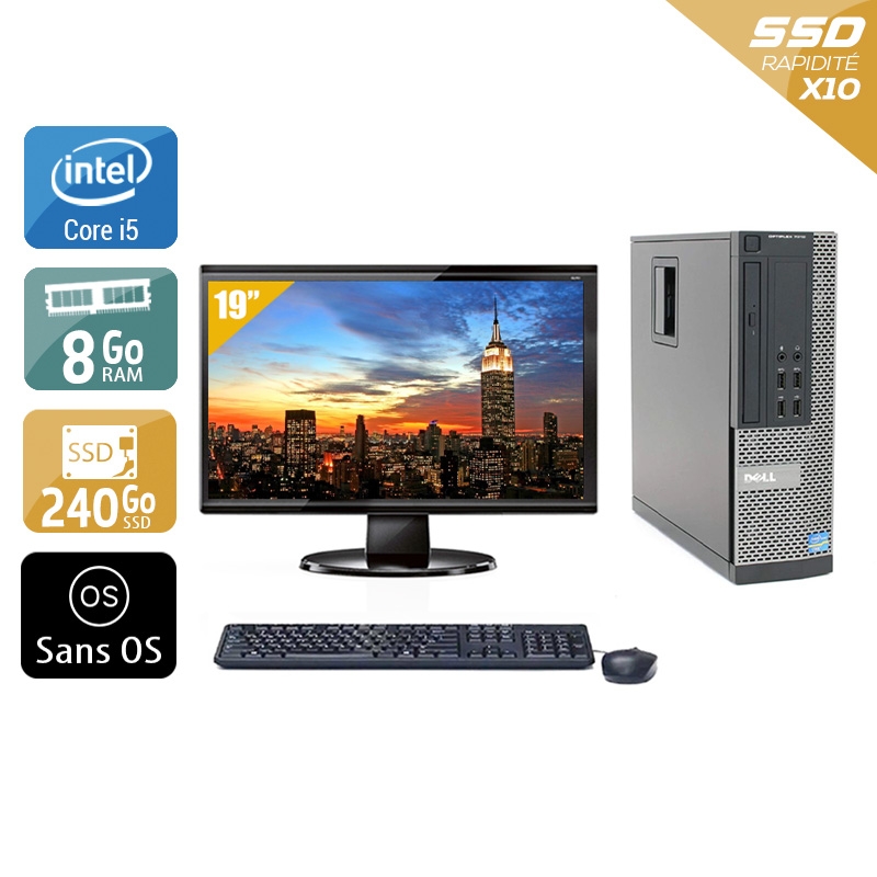 Dell Optiplex 790 SFF i5 + Écran - 19'' 8Go RAM 240Go SSD Sans OS  État correctOccasion certifiée reconditionnée Bon état -  reconditionné disponible sur Kiatoo
