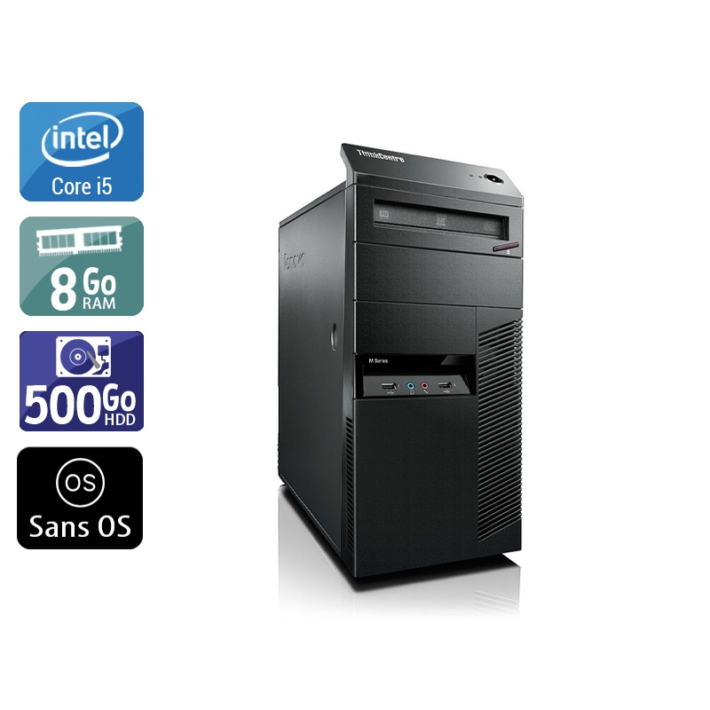 Lenovo ThinkCentre M90 Tower i5 - 8Go RAM 500Go HDD Sans OS  Très bon étatOccasion certifiée reconditionnée Bon état -  reconditionné disponible sur Kiatoo