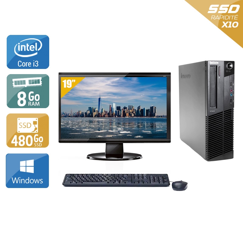 Lenovo ThinkCentre M91 USFF i3 + Écran - 19'' 8Go RAM 480Go SSD Windows 10  Bon étatOccasion certifiée reconditionnée Bon état -  reconditionné disponible sur Kiatoo