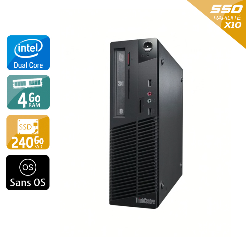 Acheter Lenovo ThinkCentre M70E SFF Dual Core - 4Go RAM 240Go SSD Sans OS État correctOccasion certifiée reconditionnée Bon état - 165,83 € Lenovo ThinkCentre M70E SFF Dual Core - 4Go RAM 240Go SSD Sans OS État correctOccasion certifiée reconditionnée Bon état - reconditionné disponible sur Kiatoo