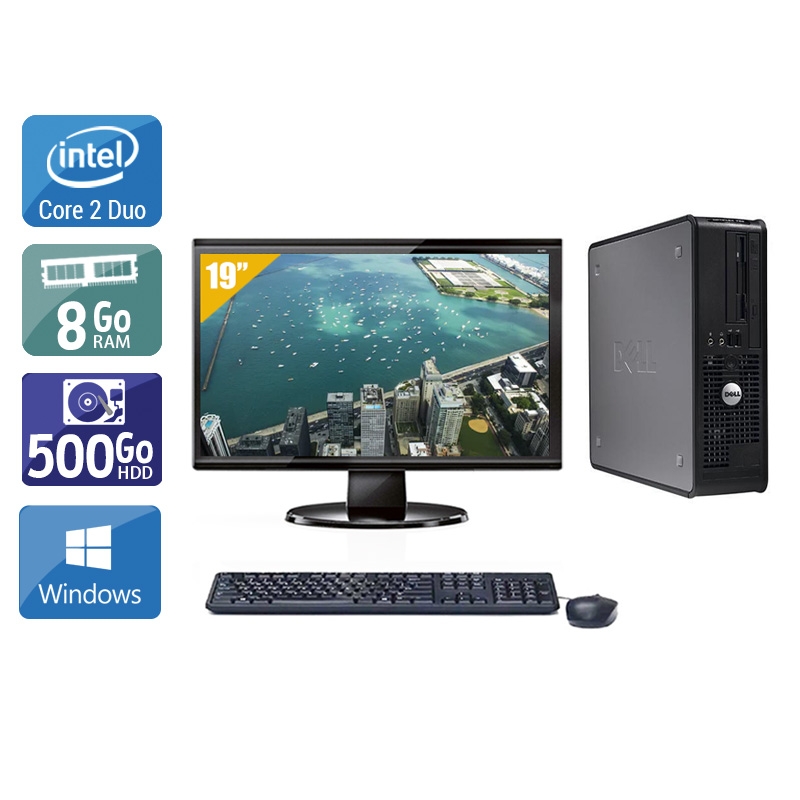 Dell Optiplex 760 SFF Core 2 Duo + Écran - 19'' 8Go RAM 500Go HDD Windows 10  Très bon étatOccasion certifiée reconditionnée Bon état -  reconditionné disponible sur Kiatoo