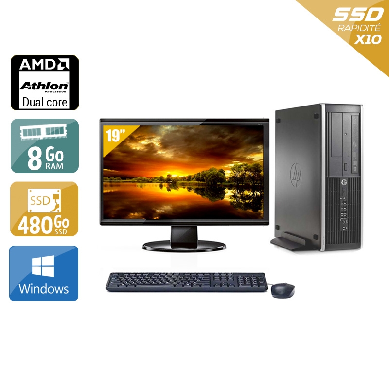 HP Compaq Pro 6005 SFF AMD Athlon Dual Core + Écran - 19'' 8Go RAM 480Go SSD Windows 10  Bon étatOccasion certifiée reconditionnée Bon état -  reconditionné disponible sur Kiatoo