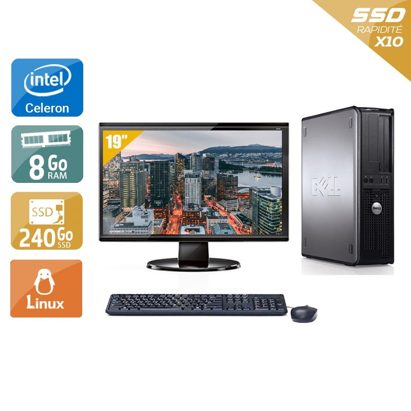 Dell Optiplex 780 Desktop Celeron Dual Core + Écran - 19'' 8Go RAM 240Go SSD Linux  Bon étatOccasion certifiée reconditionnée Bon état -  reconditionné disponible sur Kiatoo