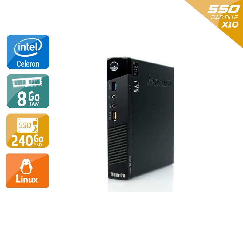 Acheter Lenovo ThinkCentre M73 Tiny Celeron Dual Core - 8Go RAM 240Go SSD Linux État correctOccasion certifiée reconditionnée Bon état - 165,83 € Lenovo ThinkCentre M73 Tiny Celeron Dual Core - 8Go RAM 240Go SSD Linux État correctOccasion certifiée reconditionnée Bon état - reconditionné disponible sur Kiatoo