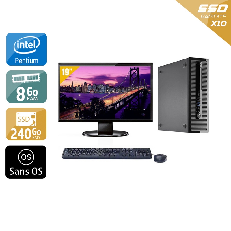 HP ProDesk 400 G1 SFF Pentium G Dual Core + Écran - 19'' 8Go RAM 240Go SSD Sans OS  État correctOccasion certifiée reconditionnée Bon état -  reconditionné disponible sur Kiatoo