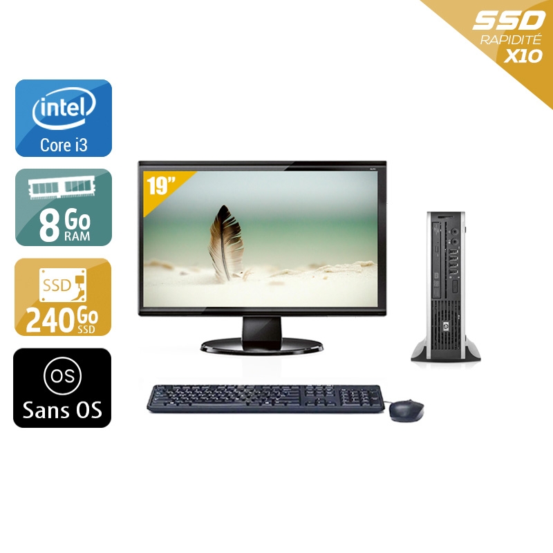 HP Compaq Elite 8200 USDT i3 + Écran - 19'' 8Go RAM 240Go SSD Sans OS  Bon étatOccasion certifiée reconditionnée Bon état -  reconditionné disponible sur Kiatoo