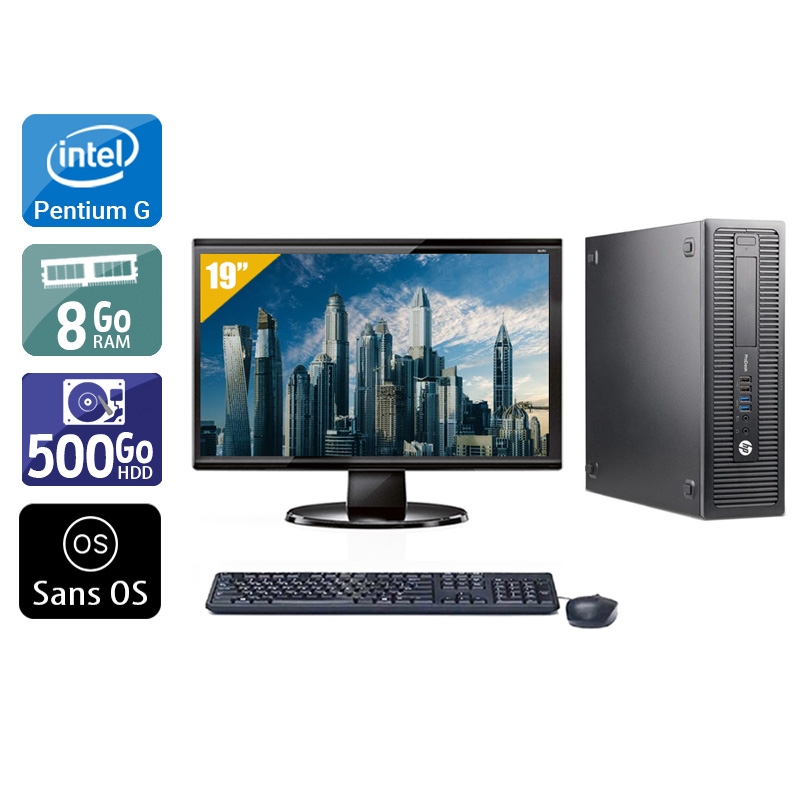 HP ProDesk 600 G2 SFF Pentium G Dual Core Gen 6 + Écran - 19'' 8Go RAM 500Go HDD Sans OS  Bon étatOccasion certifiée reconditionnée Bon état -  reconditionné disponible sur Kiatoo