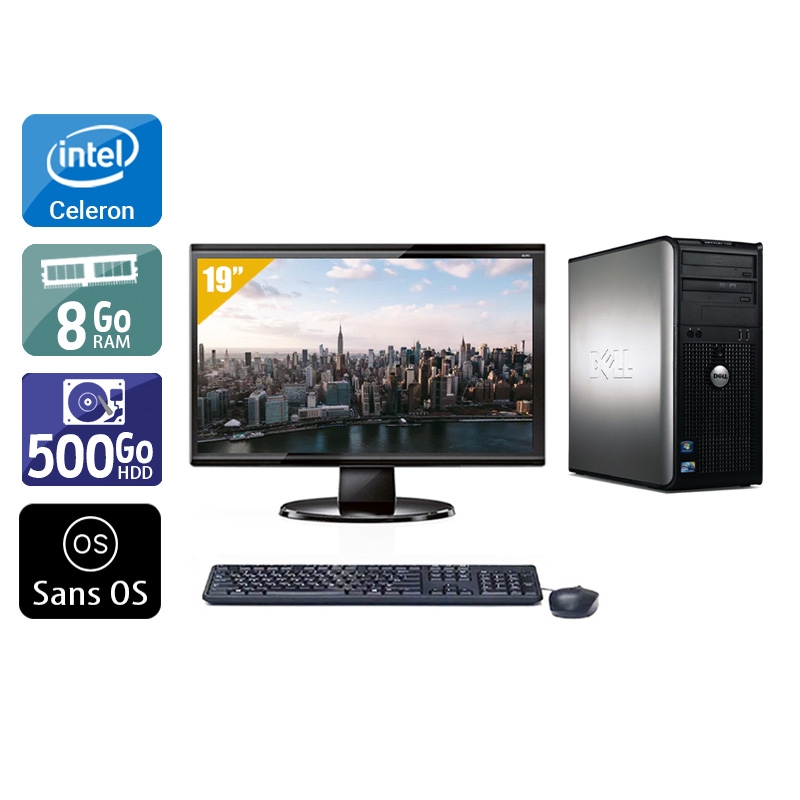 Dell Optiplex 780 Tower Celeron Dual Core + Écran - 19'' 8Go RAM 500Go HDD Sans OS  Bon étatOccasion certifiée reconditionnée Bon état -  reconditionné disponible sur Kiatoo