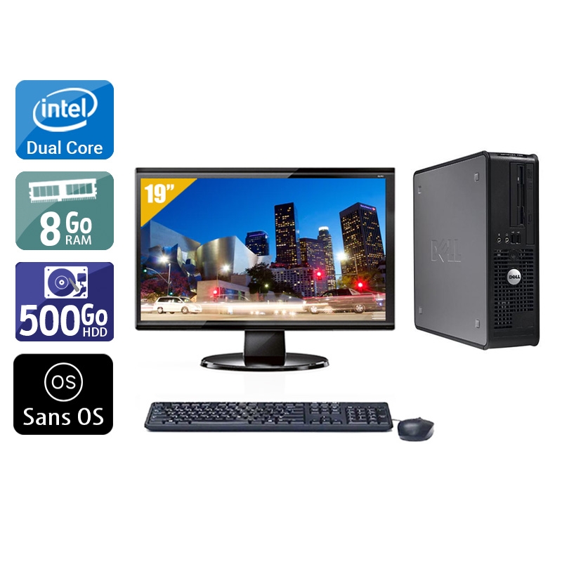 Dell Optiplex 760 SFF Dual Core + Écran - 19'' 8Go RAM 500Go HDD Sans OS  État correctOccasion certifiée reconditionnée Bon état -  reconditionné disponible sur Kiatoo