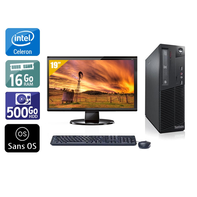 Lenovo ThinkCentre M82 SFF Celeron Dual Core + Écran - 19'' 8Go RAM 500Go HDD Sans OS  Bon étatOccasion certifiée reconditionnée Bon état -  reconditionné disponible sur Kiatoo
