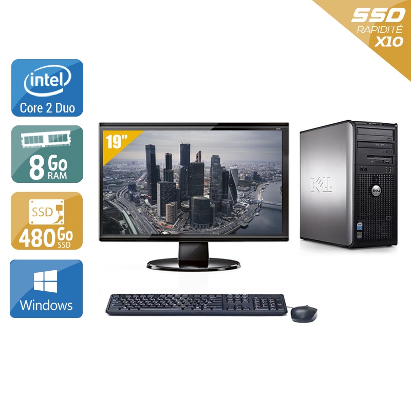 Dell Optiplex 760 Tower Core 2 Duo + Écran - 19'' 8Go RAM 480Go SSD Windows 10  Bon étatOccasion certifiée reconditionnée Bon état -  reconditionné disponible sur Kiatoo
