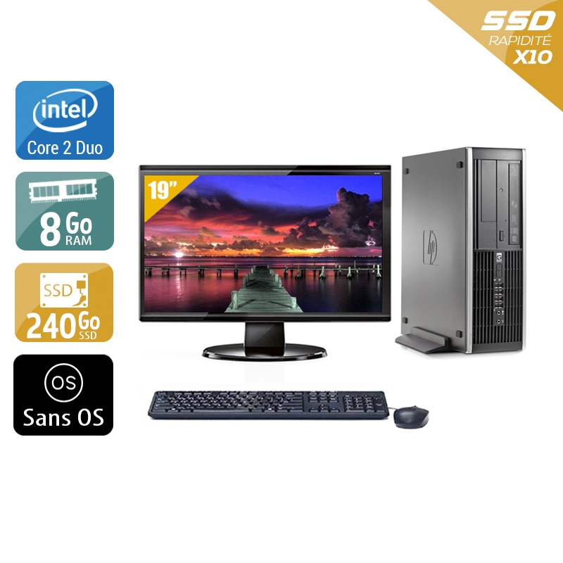 HP Compaq Elite 8000 SFF Core 2 Duo + Écran - 19'' 8Go RAM 240Go SSD Sans OS  Bon étatOccasion certifiée reconditionnée Bon état -  reconditionné disponible sur Kiatoo