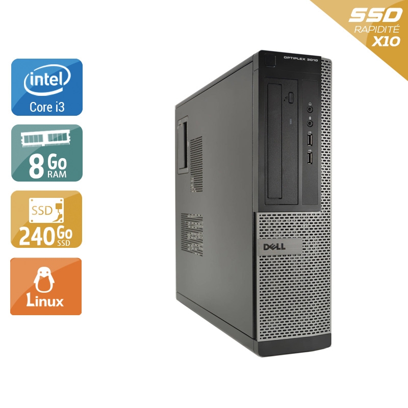 Dell Optiplex 3010 Desktop i3 - 8Go RAM 240Go SSD Linux  État correctOccasion certifiée reconditionnée Bon état -  reconditionné disponible sur Kiatoo