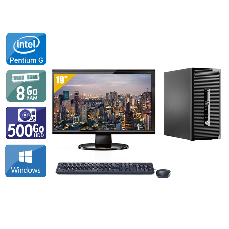 HP ProDesk 400 G2 Tower Pentium G Dual Core + Écran - 19'' 8Go RAM 500Go HDD Windows 10  Bon étatOccasion certifiée reconditionnée Bon état -  reconditionné disponible sur Kiatoo