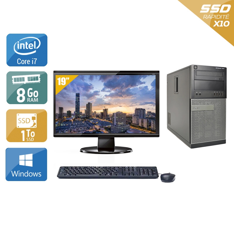 Dell Optiplex 990 Tower i7 + Écran - 19'' 8Go RAM 1To SSD Windows 10  Bon étatOccasion certifiée reconditionnée Bon état -  reconditionné disponible sur Kiatoo