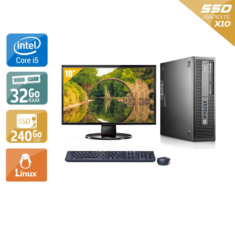 HP EliteDesk 800 G2 SFF i5 Gen 6 + Écran - 19'' 8Go RAM 240Go SSD Linux  Bon étatOccasion certifiée reconditionnée Bon état -  reconditionné disponible sur Kiatoo
